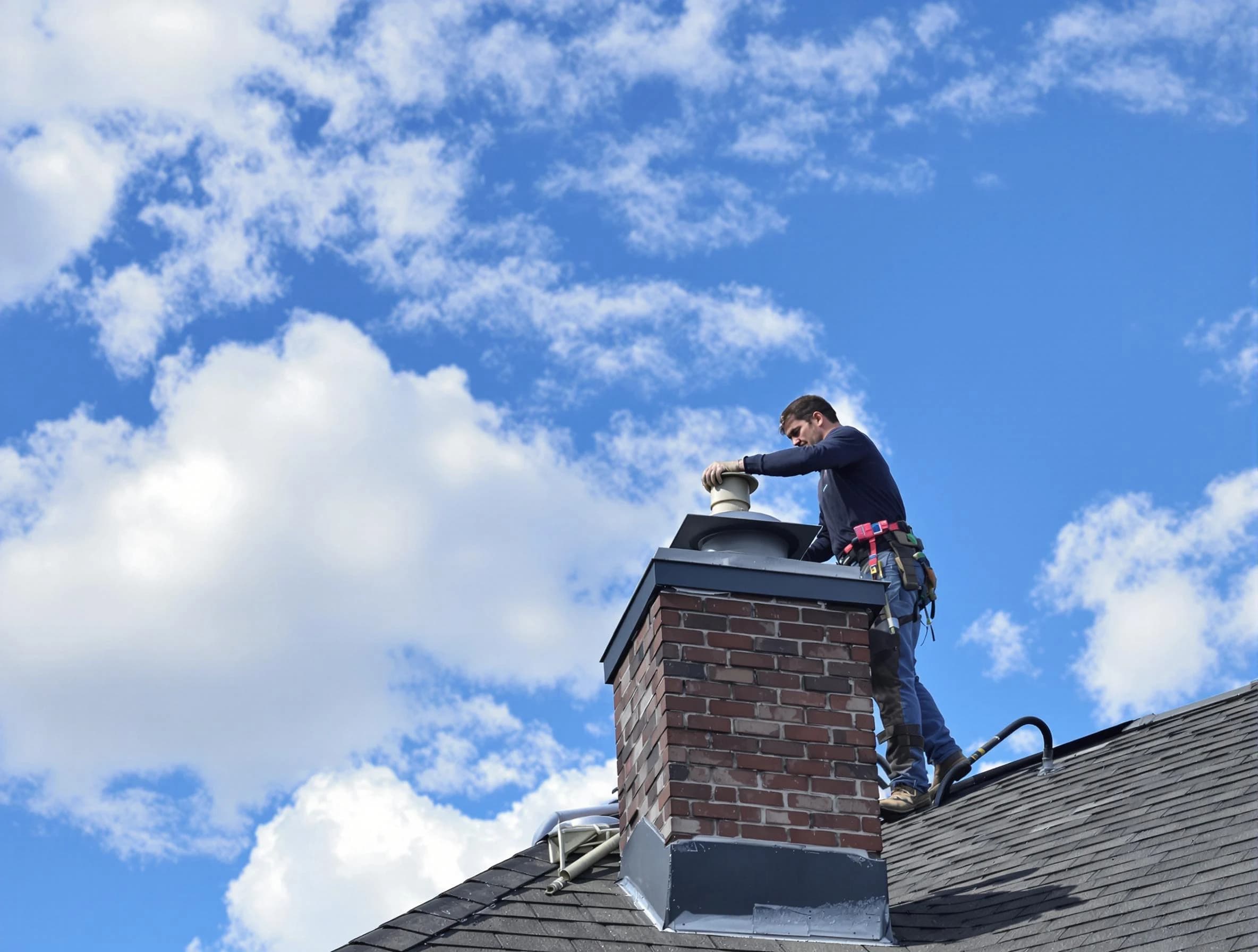 Santaquin Chimney Sweep installing a sturdy chimney cap in Santaquin, UT
