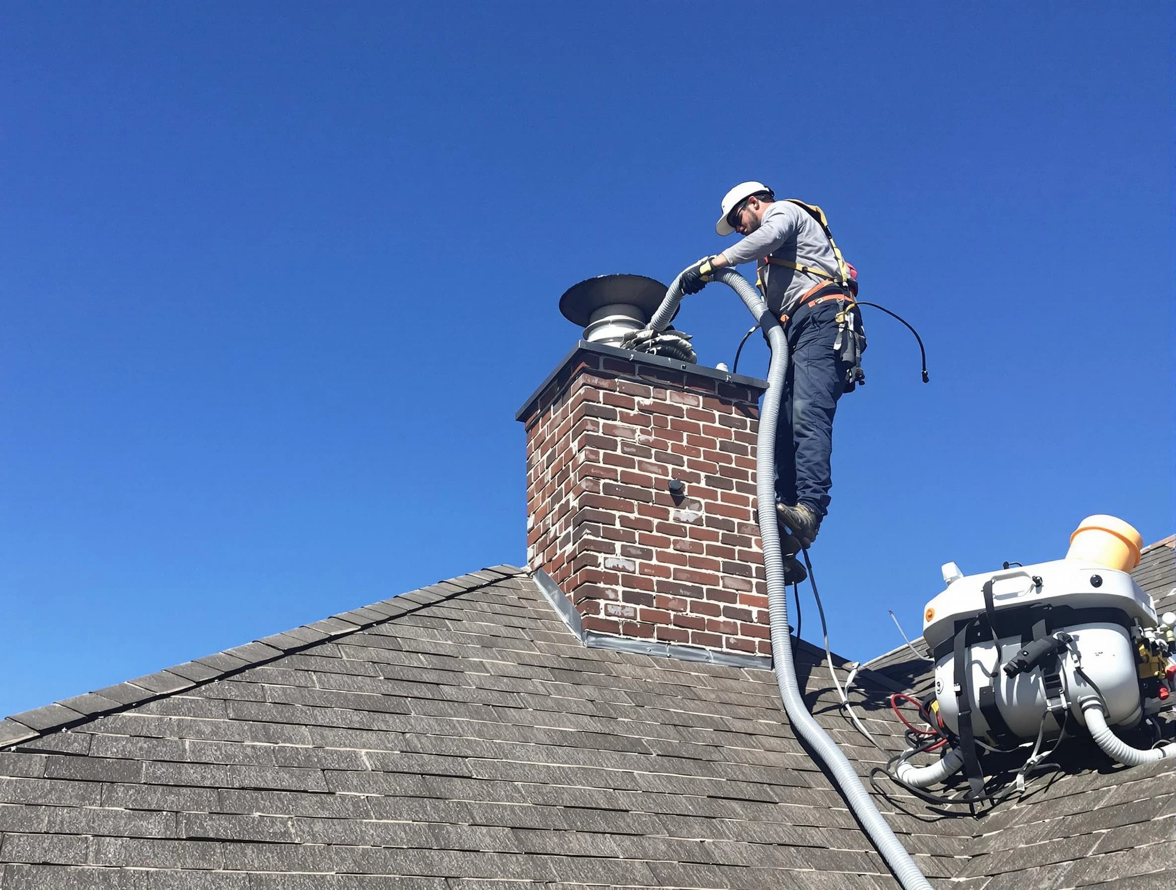 Dedicated Santaquin Chimney Sweep team member cleaning a chimney in Santaquin, UT