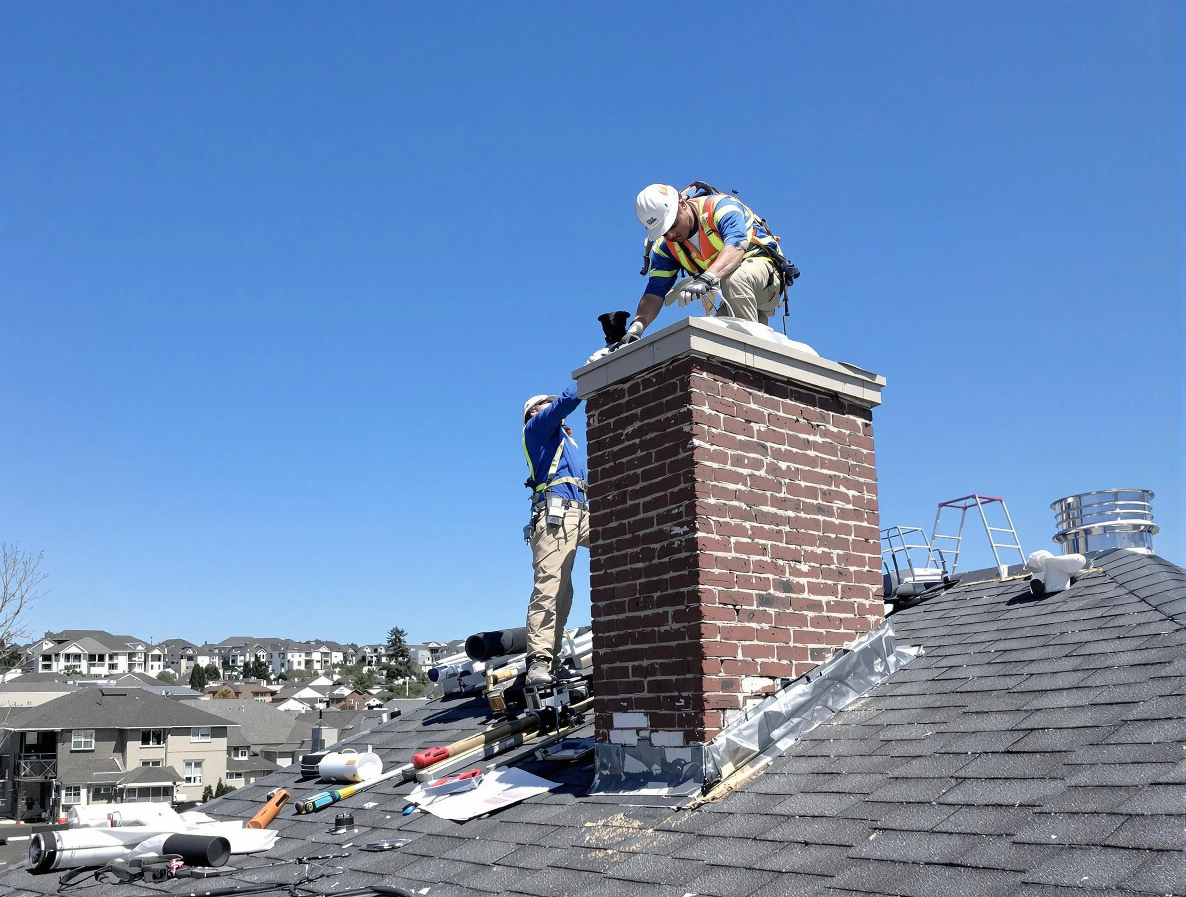 Santaquin Chimney Sweep repairing a chimney crown in Santaquin, UT