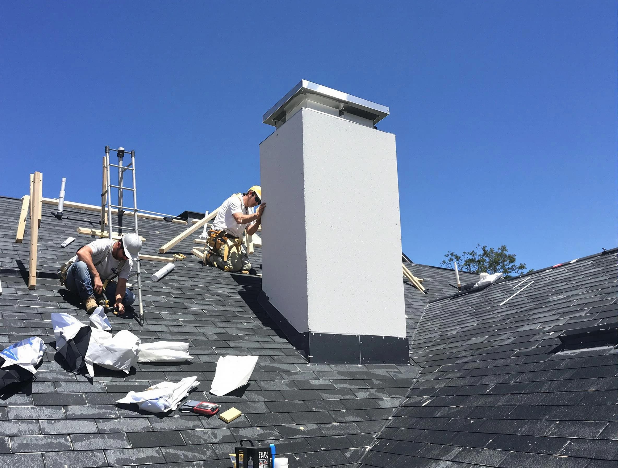 Santaquin Chimney Sweep crew installing a new chimney in Santaquin, UT