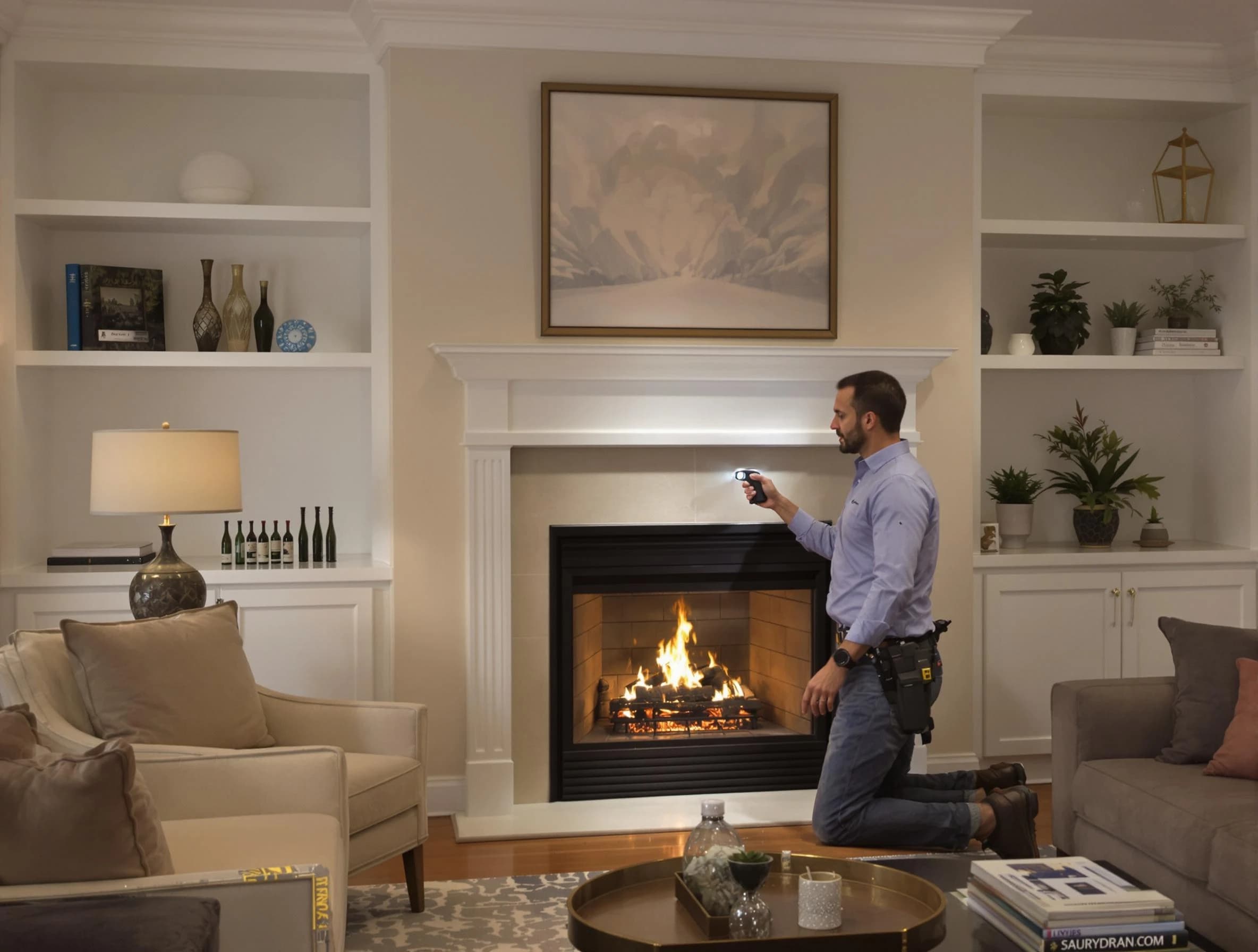 Santaquin Chimney Sweep conducting a fireplace safety inspection in Santaquin, UT