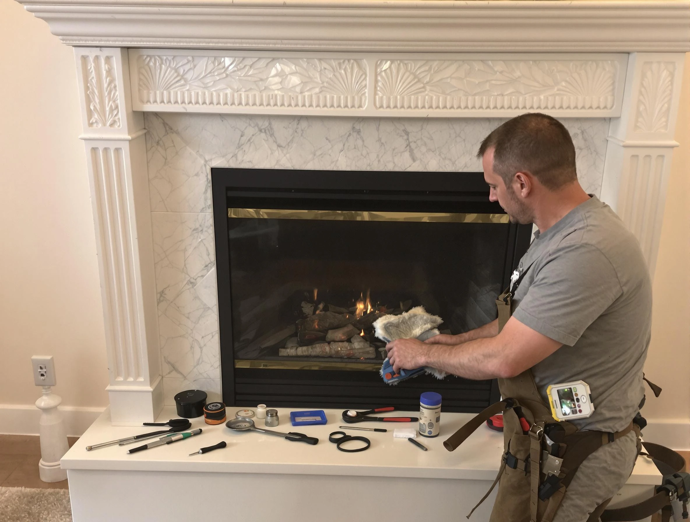 Santaquin Chimney Sweep performing fireplace maintenance in Santaquin, UT